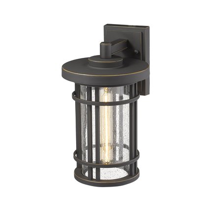 Z-Lite Jordan 1 Light Outdoor Wall Sconce, Oil Rubbed Bronze And Clear Seedy 570M-ORB